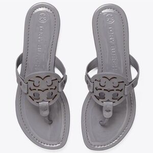 Tory Burch Light Gray Patent Miller Thong Sandals